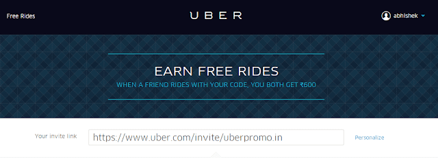 Rs 600/- Sign up credit to Uber riders , Uber just doubled it.