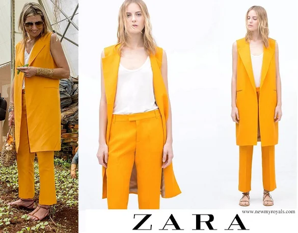 Queen Maxima wore ZARA Vest and Trousers