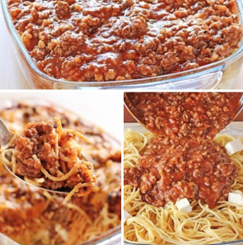 of spaghetti sauce 8 oz of cream cheese ¼ cup sour cream ½ lb cottage chees...
