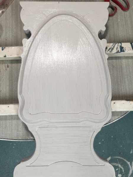 Wooden table base painted grey