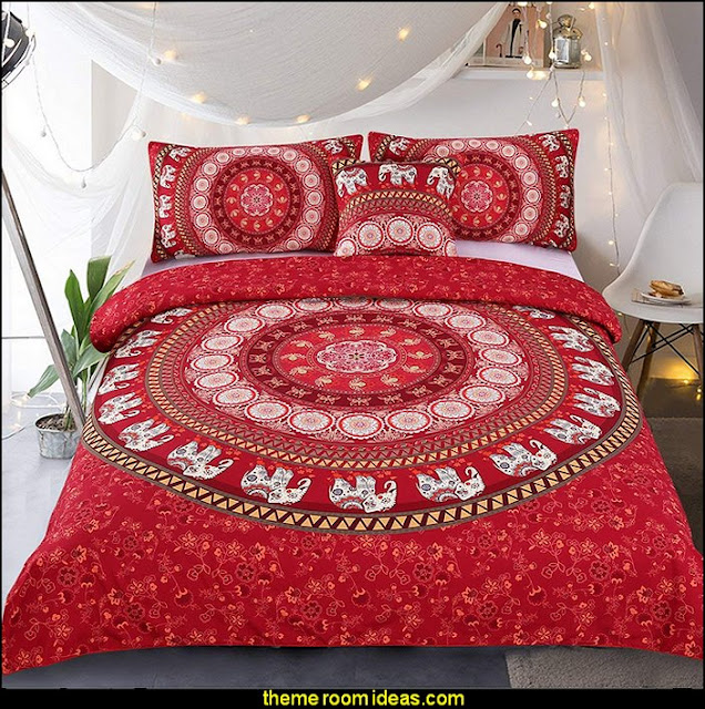 Elephant Mandala Bedding   exotic bedroom decorating ideas - exotic global style decorating - exotic decor - exotic style furnishings - tropical theme decorating - Moroccan style  Arabian nights - Egyptian theme decorating - Oriental bedrooms - global bazaar themed  - I dream of Jeannie theme bedrooms - exotic design far east furnishings Exotic bedroom decor‎ - Ethnic style decorating ideas - Ethnic style furnishings - Boho style