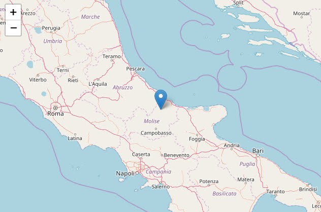 Sentito il terremoto in provincia di Campobasso di oggi 25 aprile 2018