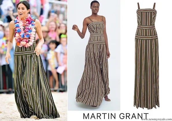 Meghan Markle wore Martin Grant Pleated Stripe Long Dress