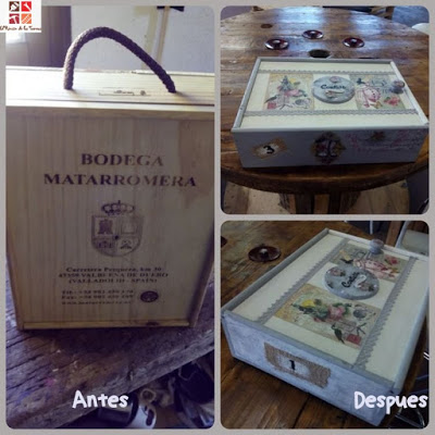 caja de vino reciclada