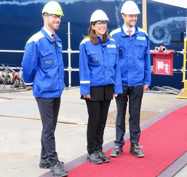Crown Princess Mary of Denmark and Jan Meyer visited the Finnish cruise ship building company Meyer Turku