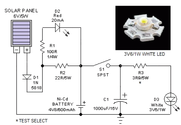 Solar Light Circuit Diagram Schematic