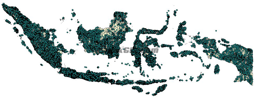 SHP Shapefile Sebaran Titik Desa Seluruh Indonesia Sumber Wilkerstat BPS