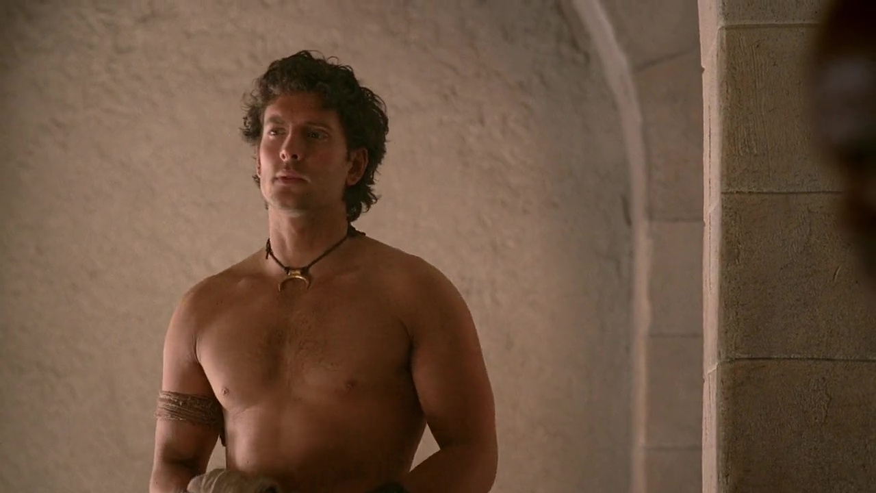 Jack Donnelly shirtless in Atlantis 1-03 "A Boy Of No Consequence"...