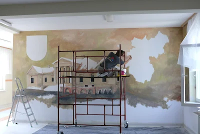 Obraz malowany na ścianie w szkole, Gdańsk