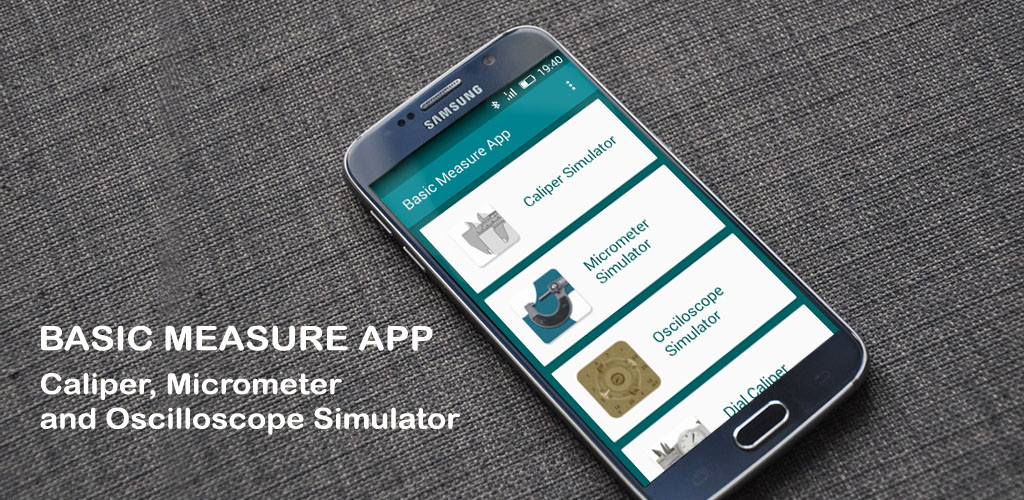 Android Base Caliper, Micrometer and Osciloscope Simulator