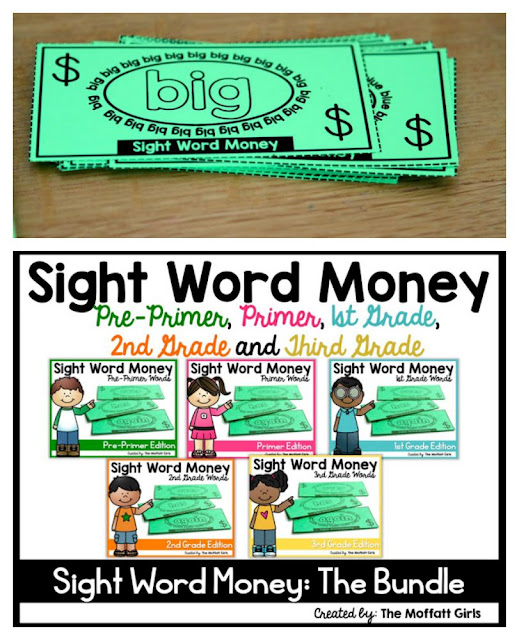 Sight Word Money- Build confident readers by teaching sight words using these fun sight word dollars. Reward students with a dollar each time they master a sight word!