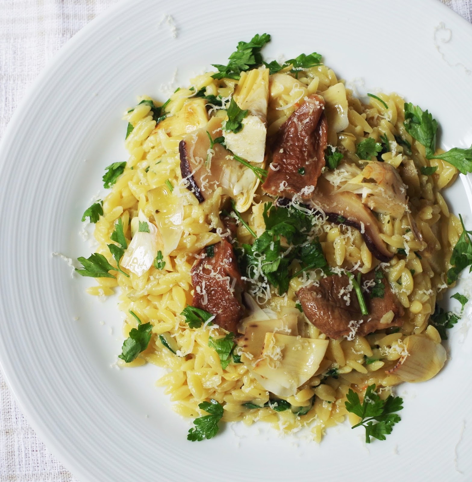 Mushroom & Artichoke Orzo Euphoric Vegan