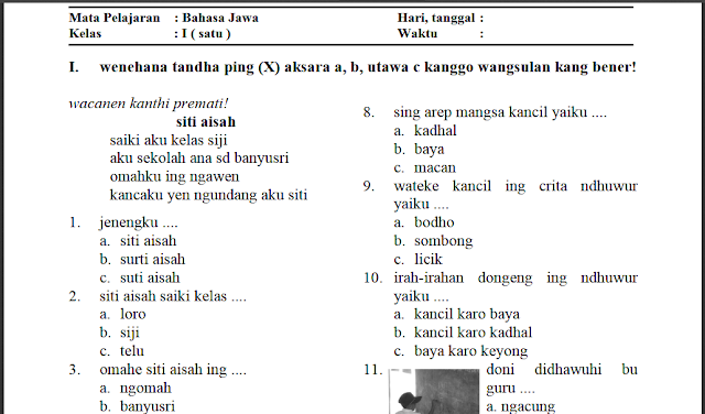 Menguasai Bahasa Jawi: Contoh Soal UTS Bahasa Jawa Kelas 2 SD yang Mendalam dan Edukatif Menguasai Bahasa Jawi: Contoh Soal UTS Bahasa Jawa Kelas 2 SD yang Mendalam dan Edukatif