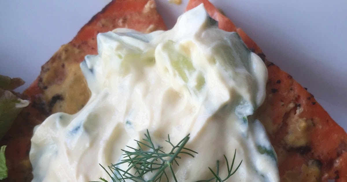 Cedar Plank Salmon with Cucumber Dill Sauce Vanessa.Fit