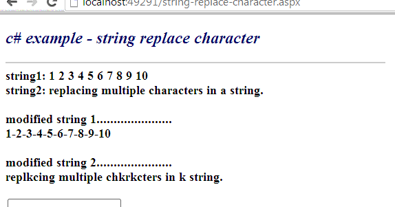 c# How to replace a character in a string