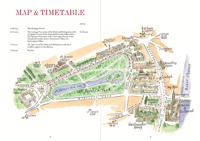 The map was included in the Royal Wedding Official Programme