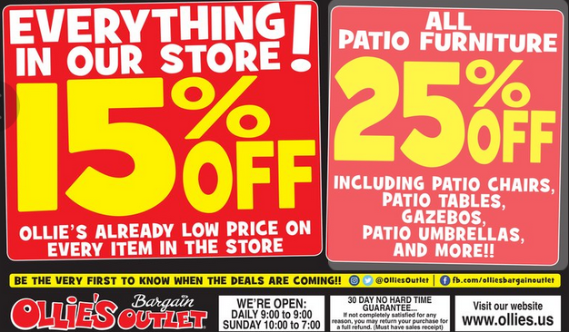 Making Ends Meet Ollie s Bargain Outlet 15 Off This Week Ends 7 1