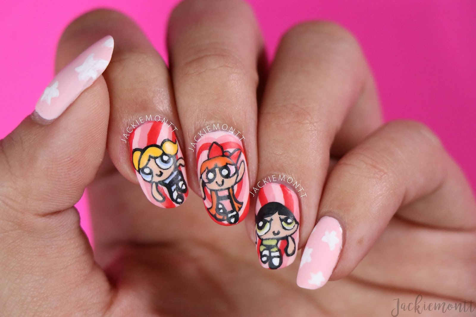 Powerpuff Girls Nail Art for Valentine's Day JACKIEMONTT
