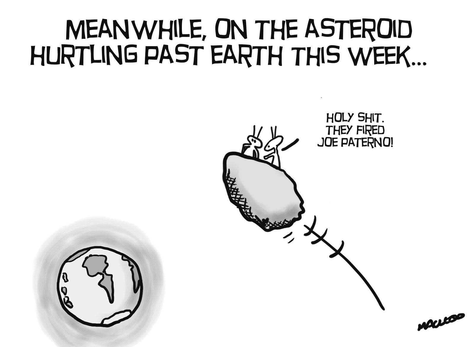 Macleod cartoons asteroid close to earth