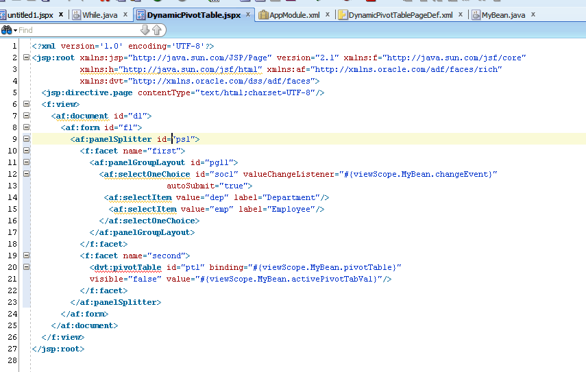 Oracle ADF Blogs By Eshwar How to set pivot table content dynamically in ADF