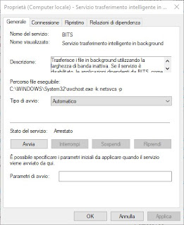Avvio servizi update Servizi Windows