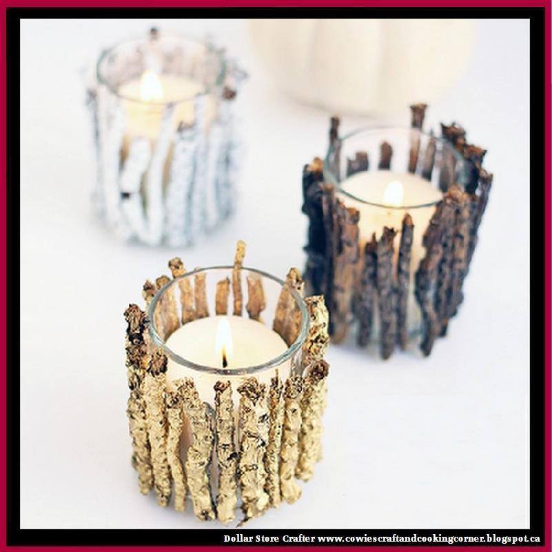 Dollar Store Crafter Twig Votive Candle Holders