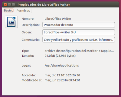 Propiedades de LibreOffice Writer