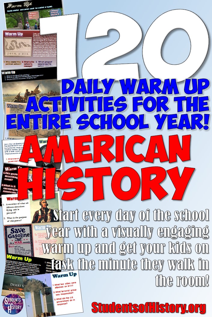 Students of History 120 Amazing Warm Up Activities for US History