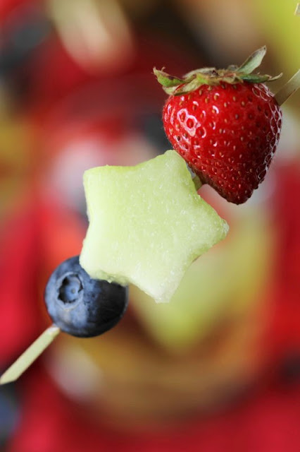 Red White and Blue Drink Garnish with Honeydew Star Image