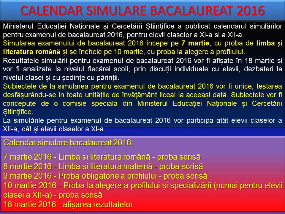 PROFU ECONOMIST CALENDAR SIMULARE BACALAUREAT 2016