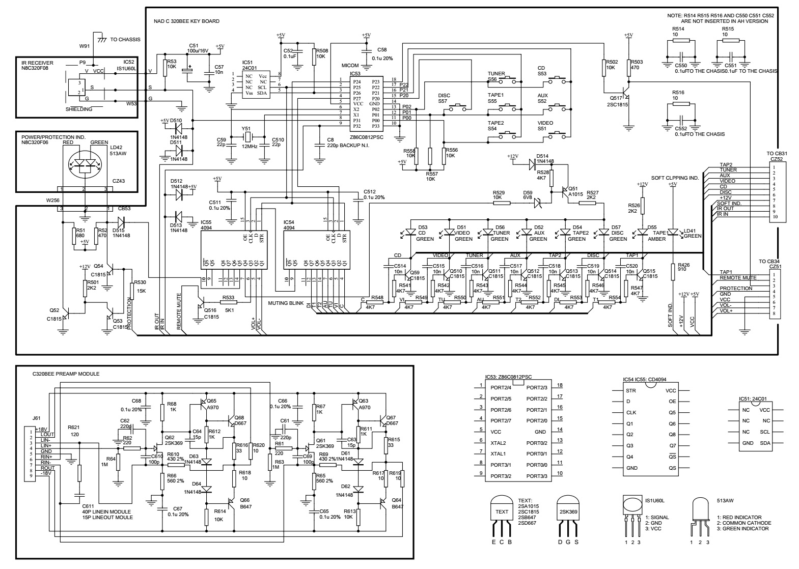 Electro help NAD C320BEE Schematic Current adjustments Stereo