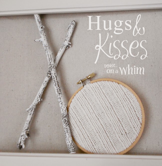 Hugs and Kisses made from Embroidery Hoops, Sweaters and Twigs via Denise on a Whim