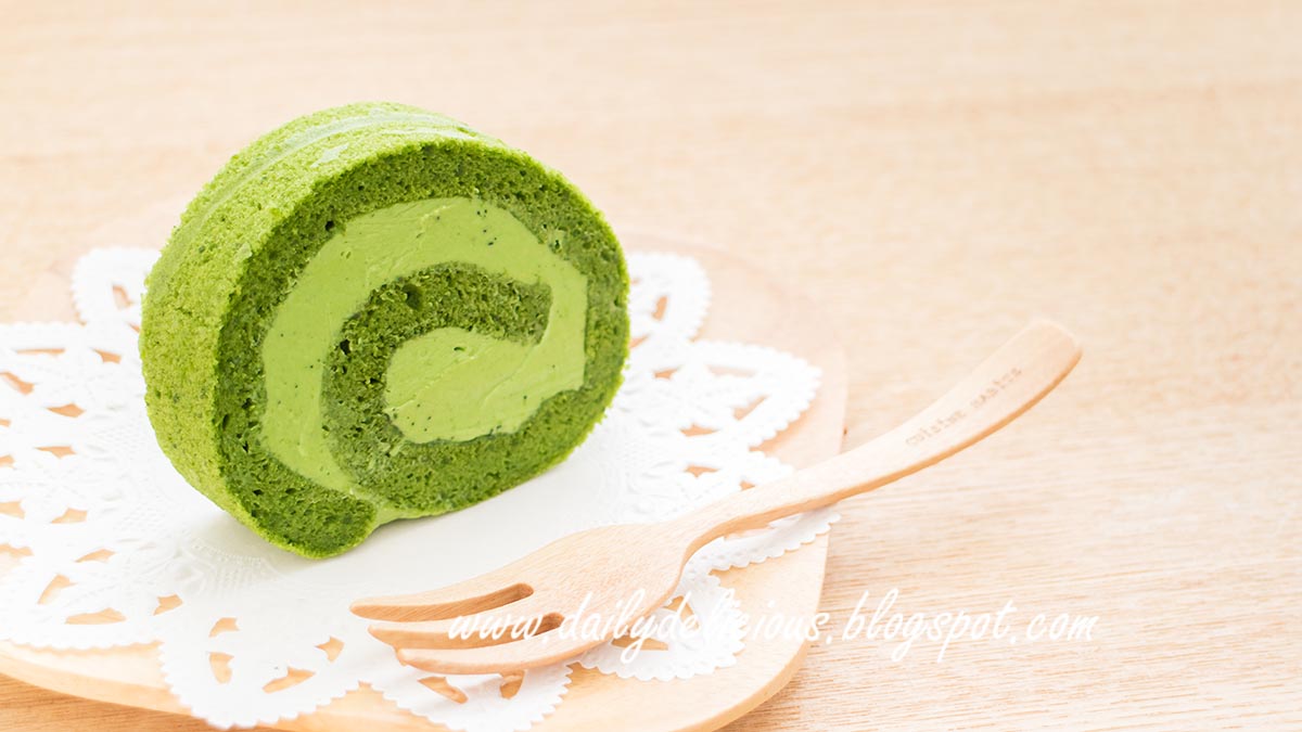 dailydelicious Green tea Chiffon roll with easy buttercream