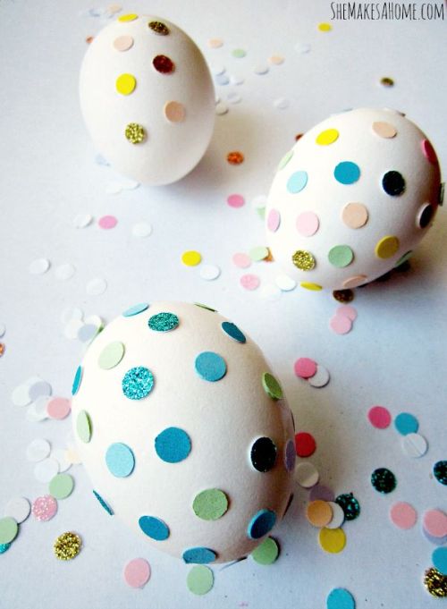 funny and colorful confetti decorated Easter eggs