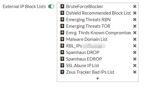 Lista blacklist widoczna z poziomu Filtra DNS