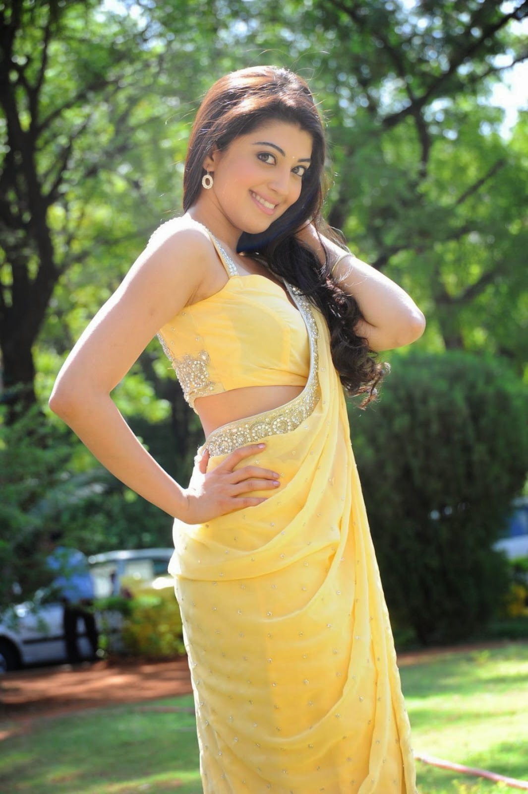 Pranitha Subhash Hot Yellow Transparent Saree Pictures | Pranitha ...