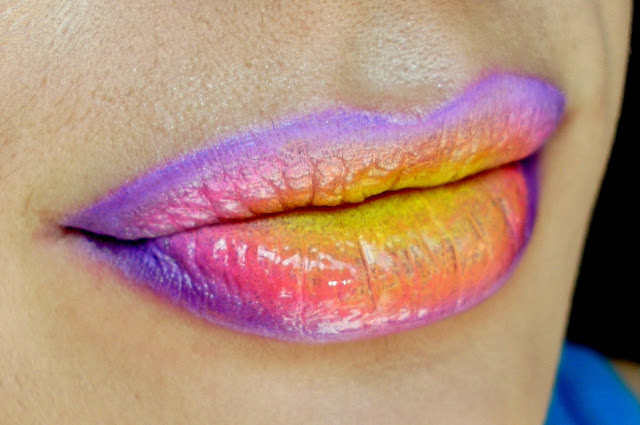 Makijaż sesyjny, makijaż fotograficzny, fashion makeup, Rainbow ombre lips, Tęczowe usta, Ombre na ustach, makeup