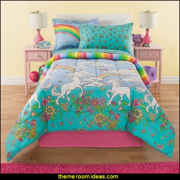 Rainbow Comforter Set Twin, Unicorn Reversible Bedding, Beautiful Allover Flowers and Floral Pattern, Vibrant Rainbows with Clouds unicorn bedding - unicorn decor - unicorn duvet - fantasy theme bedroom decorating ideas - fairytale bedrooms decor - pegasus decor - unicorn wall murals - unicorn wall decals Rainbow Comforter Set Twin, Unicorn Reversible Bedding, Beautiful Allover Flowers and Floral Pattern, Vibrant Rainbows with Clouds, Pink Orange Yellow Blue Aqua Green
