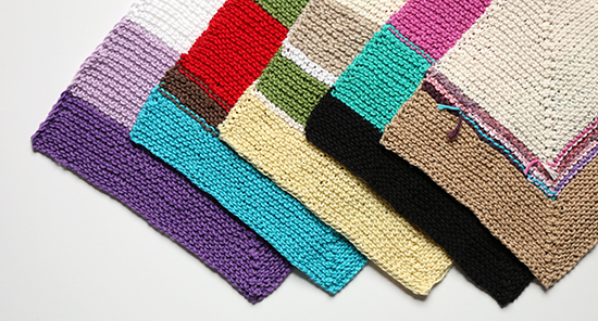 Five Knit Cotton Washcloths or Dishcloths