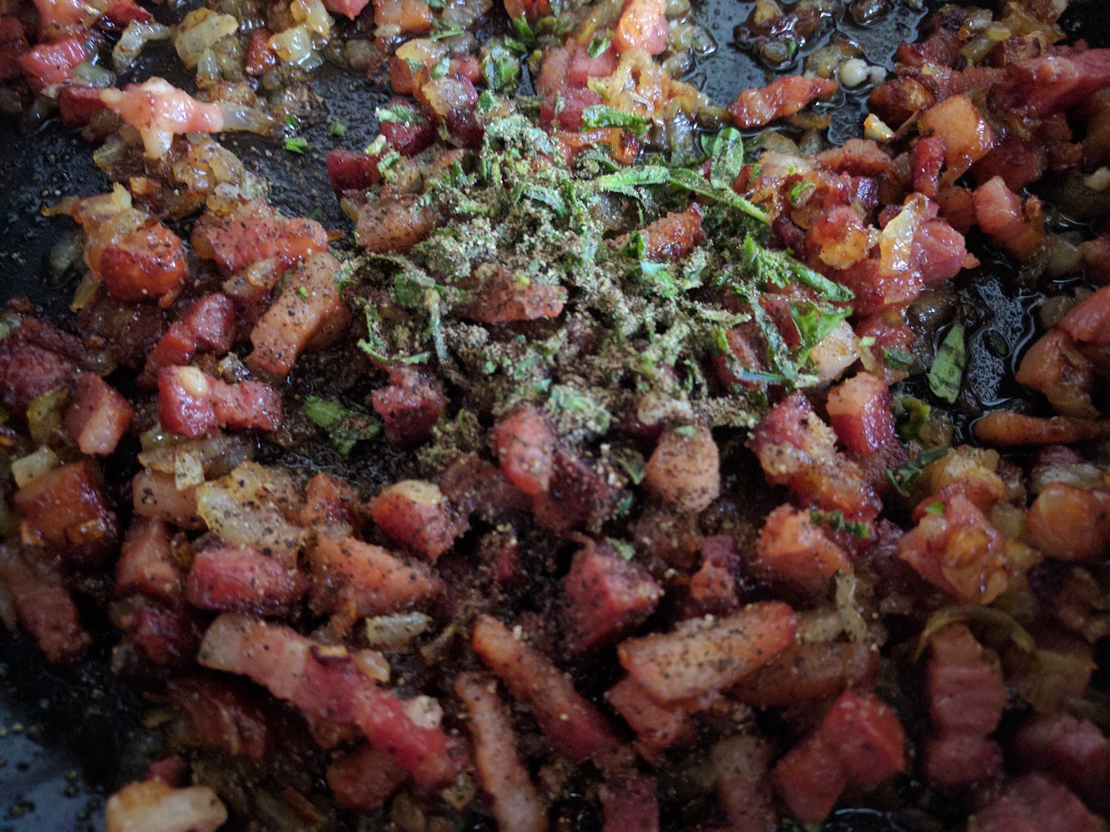 - Grüne Bohnen mit Speck und Zwiebeln - Grüne Bohnen mit Speck und Zwiebeln