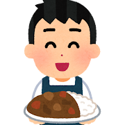 カレー屋の店員のイラスト（男性）