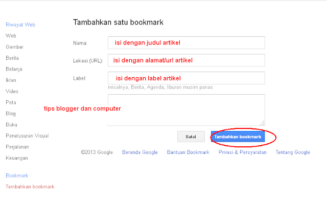 google bookmark dofollow terbaik dari goolge