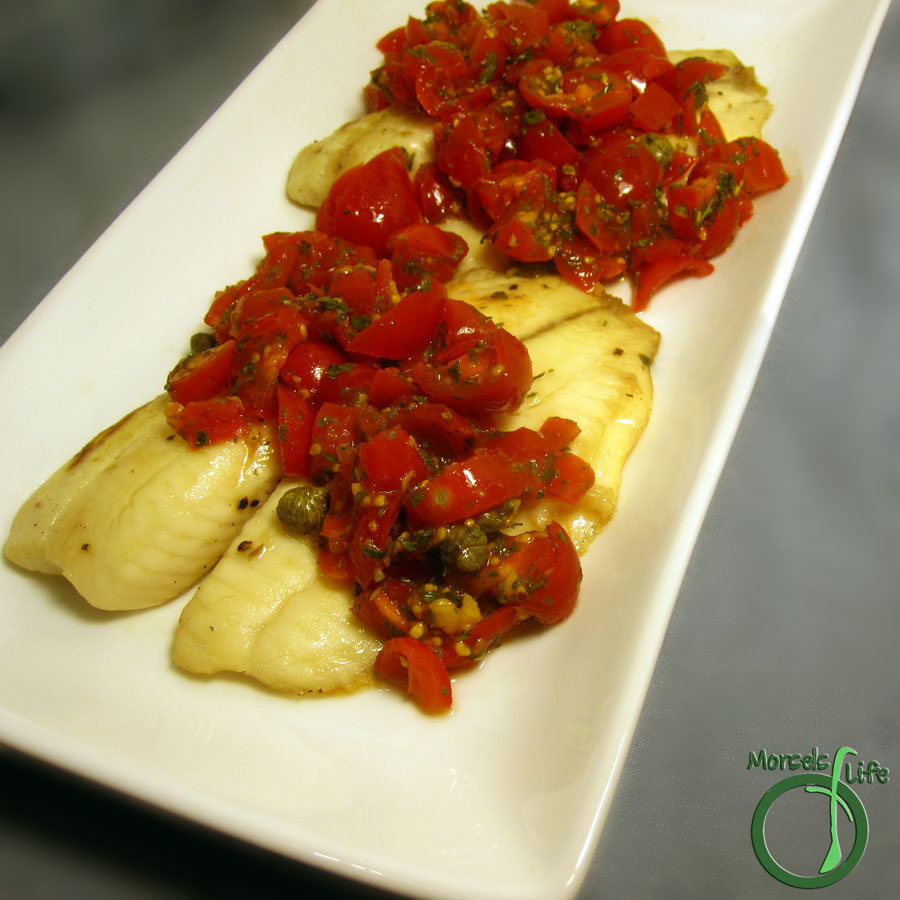 Morsels of Life - Tilapia with Tomato Caper Salsa - A bright and zesty tomato and caper salsa perfectly contrasting mild tilapia.