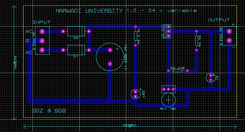 #FUN_LEARN.. : Variable Power Supply ( by PCB layout for Single layer Design )
