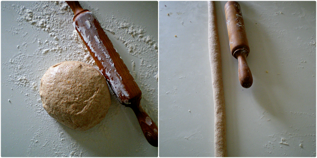 Börek con harina de espelta: extendido de la masa de harina 