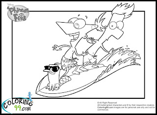 phineas and ferb perry surfing coloring pages