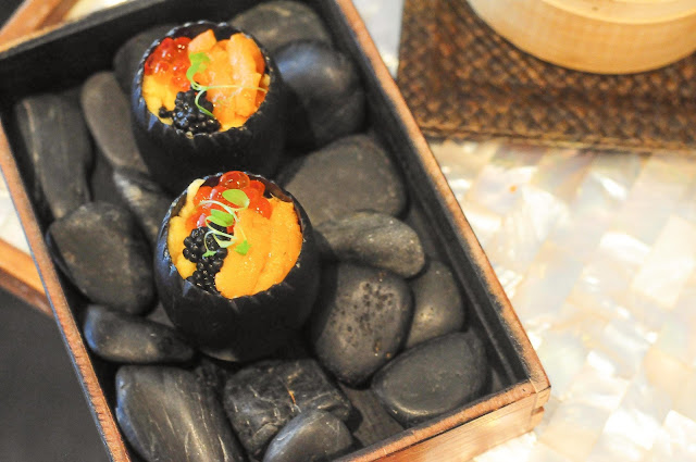 Organic egg, sea urchin, salmon roe and caviar Organic egg, sea urchin, salmon roe and caviar