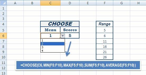 Excel CHOOSE Function and Its Uses