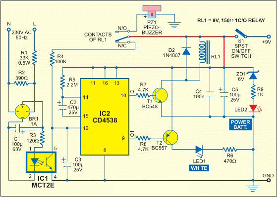 Mains Supply Failure Alarm Circuit Diagram | Super Circuit Diagram