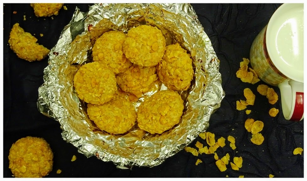 Egg less -Whole-Wheat-Cornflakes-cookies- recipe-veg